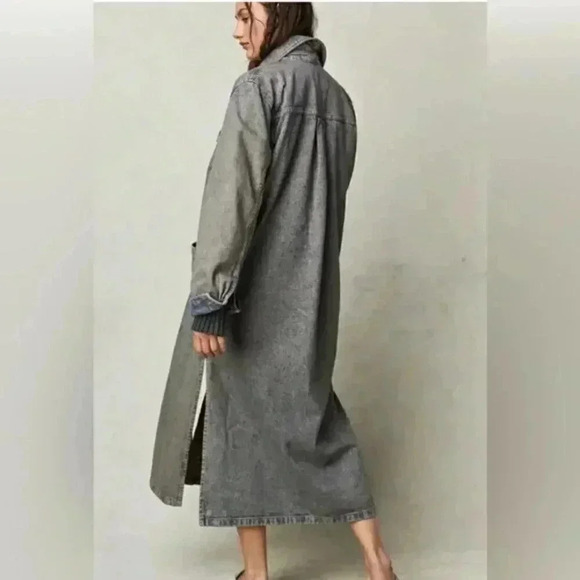 Free People Anna Lou Denim Duster Maxi Longline Jean Jacket - Picture 3 of 5